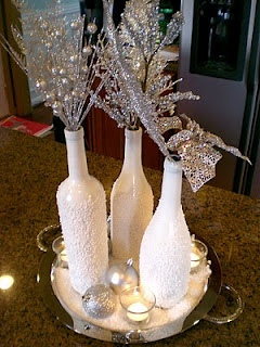 Snowball Wine Bottle Centerpiece