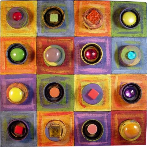 Plastic Bottle Lids on Canvas