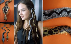 glittered snake barrette