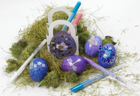 Easter Eggs in Card Basket