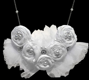 Pearl Rosette Bib Necklace