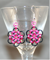 Pink Metal Flower Earrings