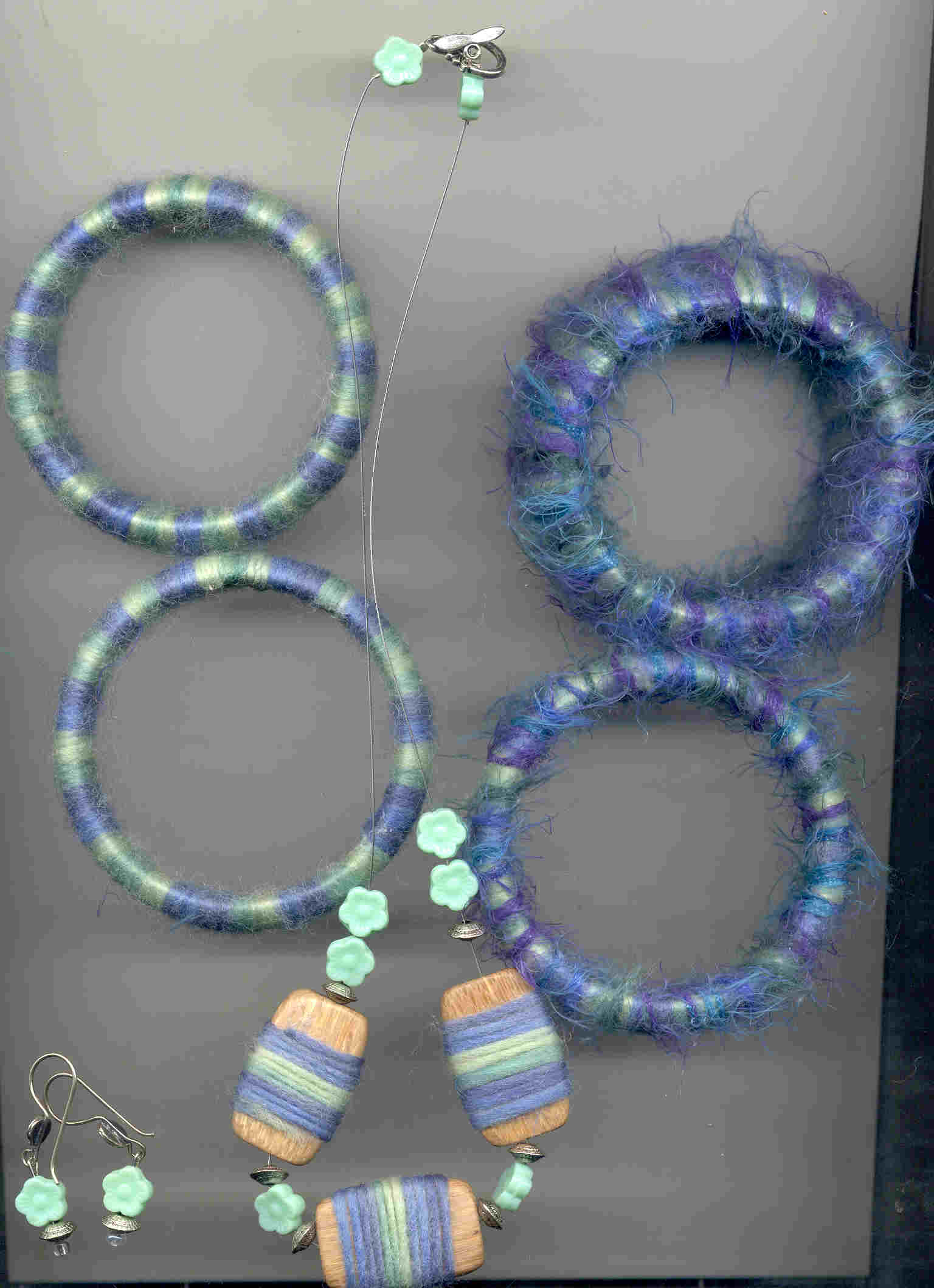Yarn Bangles and Necklace