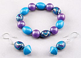 Polymer Clay Beaded Bracelet and Earrings