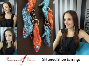 glittered shoe earrings