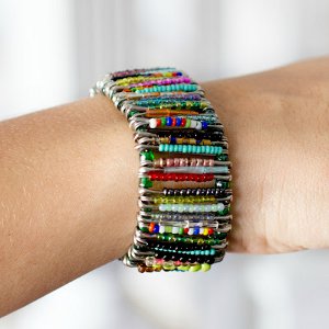 Seed Bead Safety Pin Bracelet