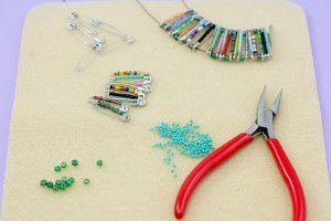 Seed Bead Safety Pin Bracelet