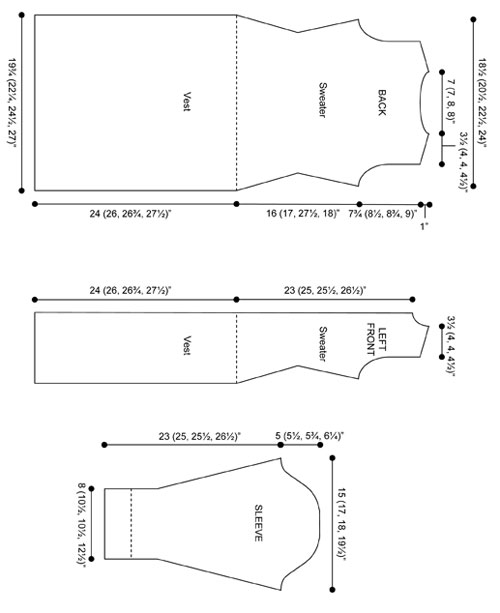 Double Lapel Jacket Knitting Diagram