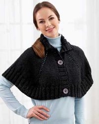 Knit Poncho with Buttons