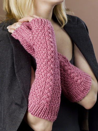 Knit Fingerless Cable Gloves