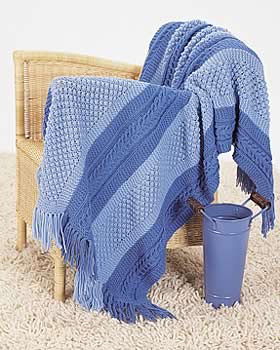 Patterned Blue Knit Blanket