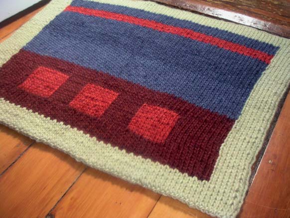 Geometric Wool Knit Rug