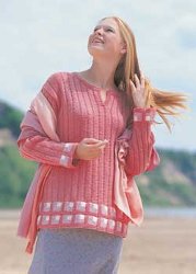 Ribbed Tunic with Miltered Squares