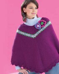 Flowers Knit Poncho