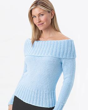 Knit Satin Off-the-Shoulder Sweater