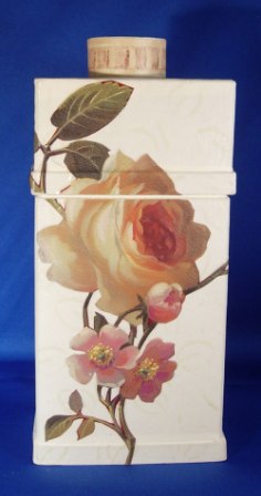 Rose Decoupage Mache Bottle