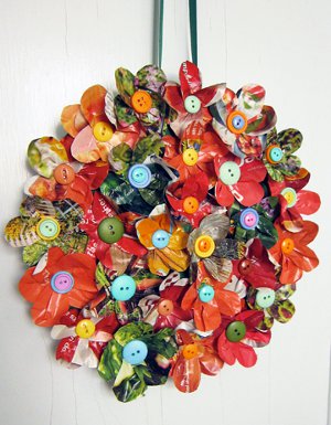 magazine floral wreath