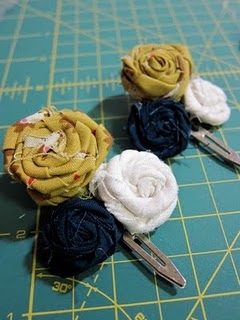 Scrap Fabric Rolled Rosette Barrette