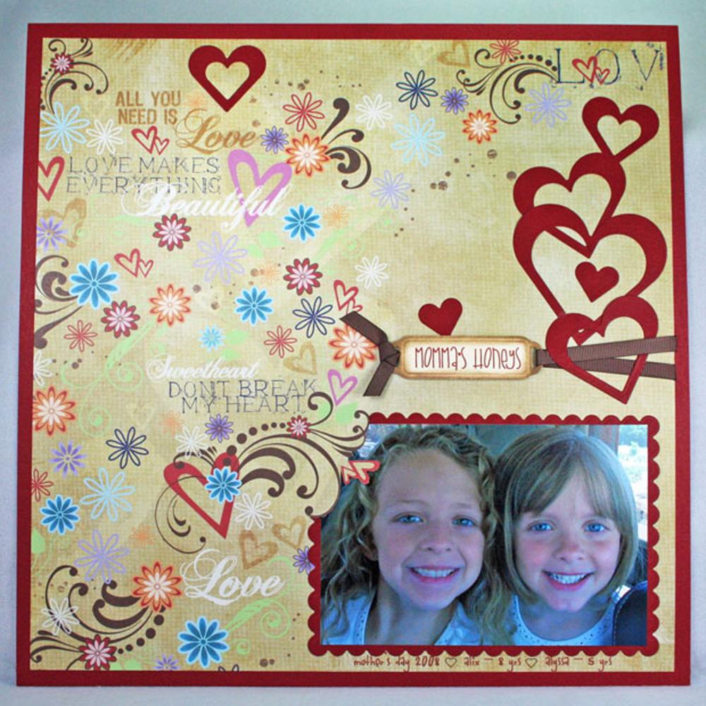 Honey hearts Free Scrapbook Layout