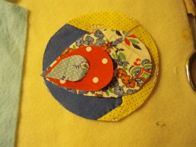 Fabric Scrap and Button Brooch 5
