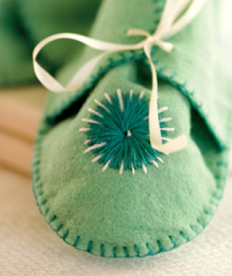 Green Felt Baby Bootie