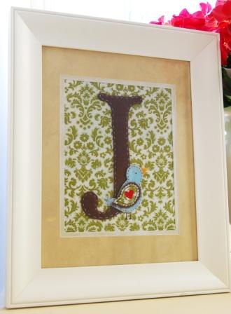 Framed Monogram with Bird