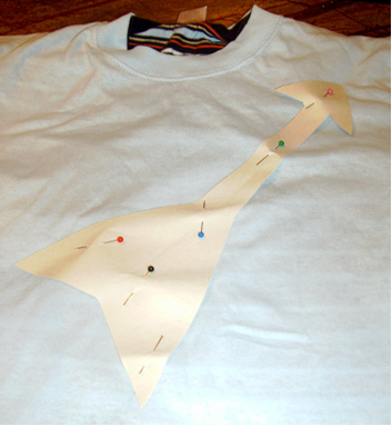 Guitar Shape Pinned for Reverse Applique Shirt