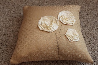 Ribbon Flower Pillow Cover