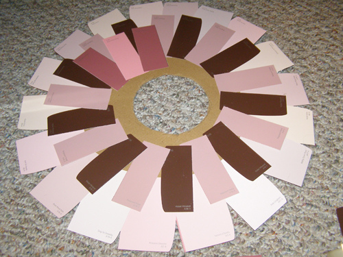 Layering Paint Chips for Wreath