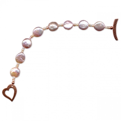 Pink Pearl Heart Bracelet