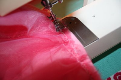 Sewing Tulle to Shirt 2
