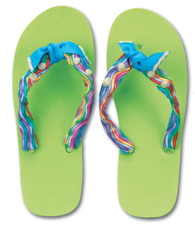 Ribbon and Bead Flip Flops