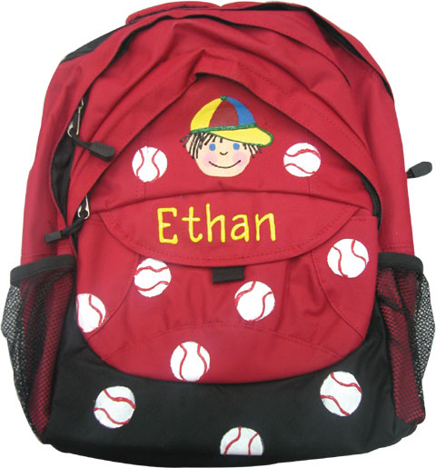 Painted baseball boy's backpack