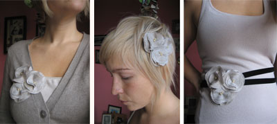 Flower Custer Pin Headband and belt