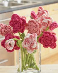 Free Crochet Patterns: Strawberry Pink Rose Bouquet
